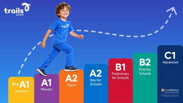 Aluna com certificado de exame Cambridge English na Trails School
